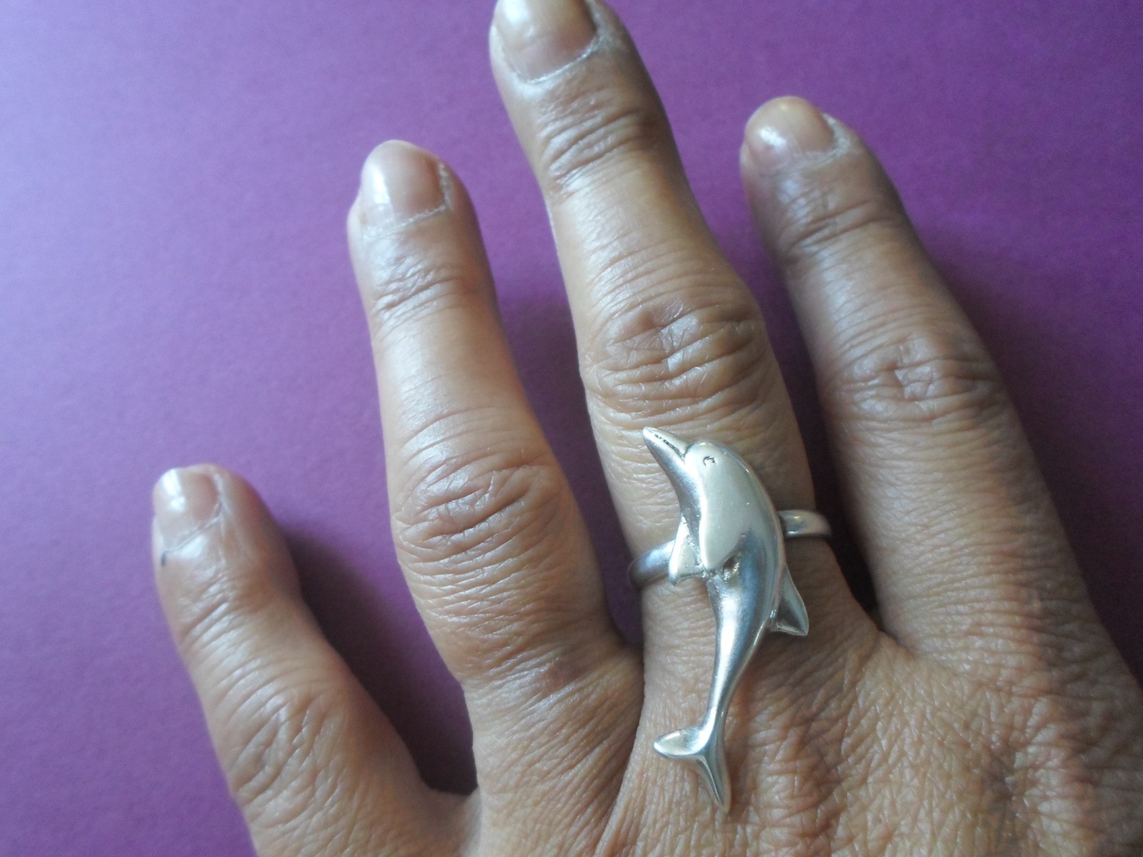 solid silver ring, dolphin, size 60 - image 5