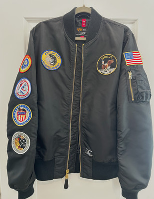 Alpha Industries L-2B APOLLO GEN II MA-1 NASA Bomber Jacket Size Large Mens