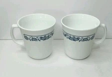 Vintage Corelle Set of 2 Coffee Mug 1410 Old Town Blue 3.25"h