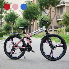 24'' Wheel Folding Mountain Bike 21 Speed Cycle Full Suspension Foldable Bicycle