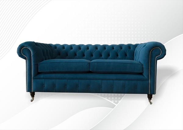 Chesterfield Blaue Zweisitzer Design Couchen Polster Sofas Sofas Couch Textil-image