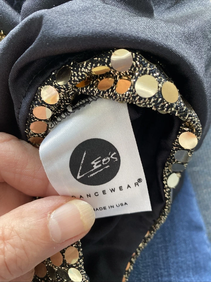 Leo’s Girls black and Gold figure skate Dance dress Size Child M CM - Image 4 of 4