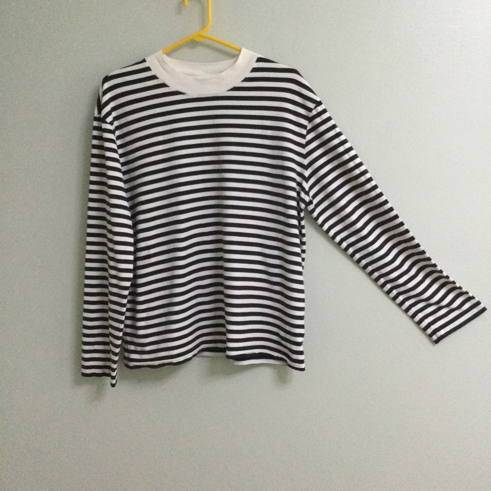 COS Black/White Striped Long Sleeved Cotton Tee