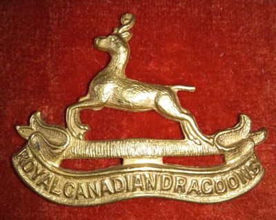 Royal Canadian Dragoons Brass Cap Badge - Canada (one lugger)