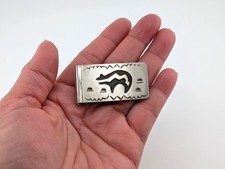 Fermasoldi in argento sterling fatto a mano originale firmato nativi americani da uomo ***