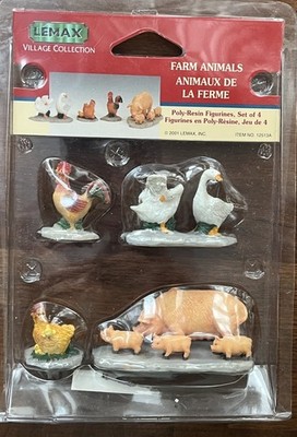 LEMAX Village Collection Farm Animals Set Of 4 12513A 2001 Vintage NIP New