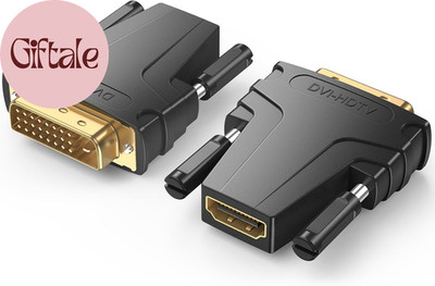 2 Pack DVI to HDMI Adapter, Gold-Plated Bi-Directional DVI Male to HDMI Female C