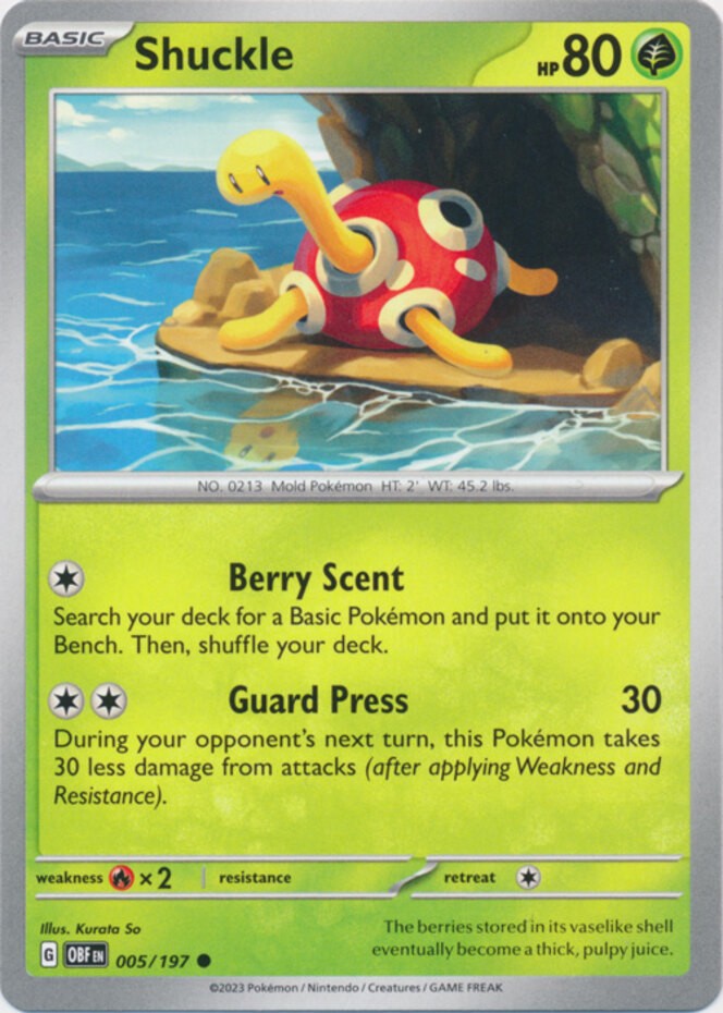 Shuckle - 005/197 - Common (Near Mint) Obsidian Flames - Grass Pokémon