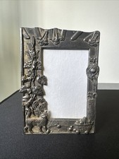 Vintage Silver plated  Scenes Wales Verse  Plated decorativ Picture Frame 4"x 2"