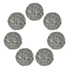 7Pcs Wicker Rattan Balls, 2.75 in Dia Rattan Decorative Balls, Gray