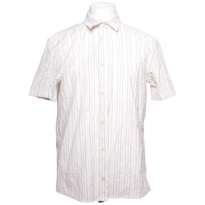 Zara, Kurzarmhemd, Größe: 40, Weiß/Blau, Baumwolle/Leinen/Polyester/Viskose #Xuz