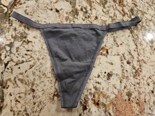True Vintage Victoria's Secret Signature Waistband V String Cotton Gray Small
