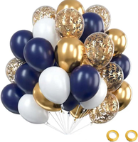 30 StüCk Luftballons Blau Gold Weiß, Gold Konfetti Ballons Geburtstag, FüR Gebur