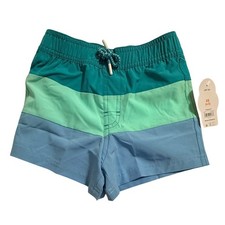 Wonder Nation Swim Shorts Boys XS 4-5 Teal Bay Colorblock UPF 50 Trunks