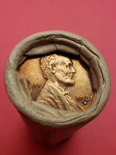 AU 1931-D LINCOLN WHEAT CENT 1913D LINCOLN WHEAT PENNY COIN ROLL ENDS BANKROLLED