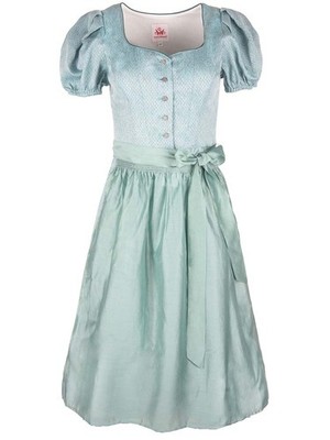 Spieth & Wensky Dirndl Ferrara 70cm Länge türkis Puffarm Knöpfe Damen 