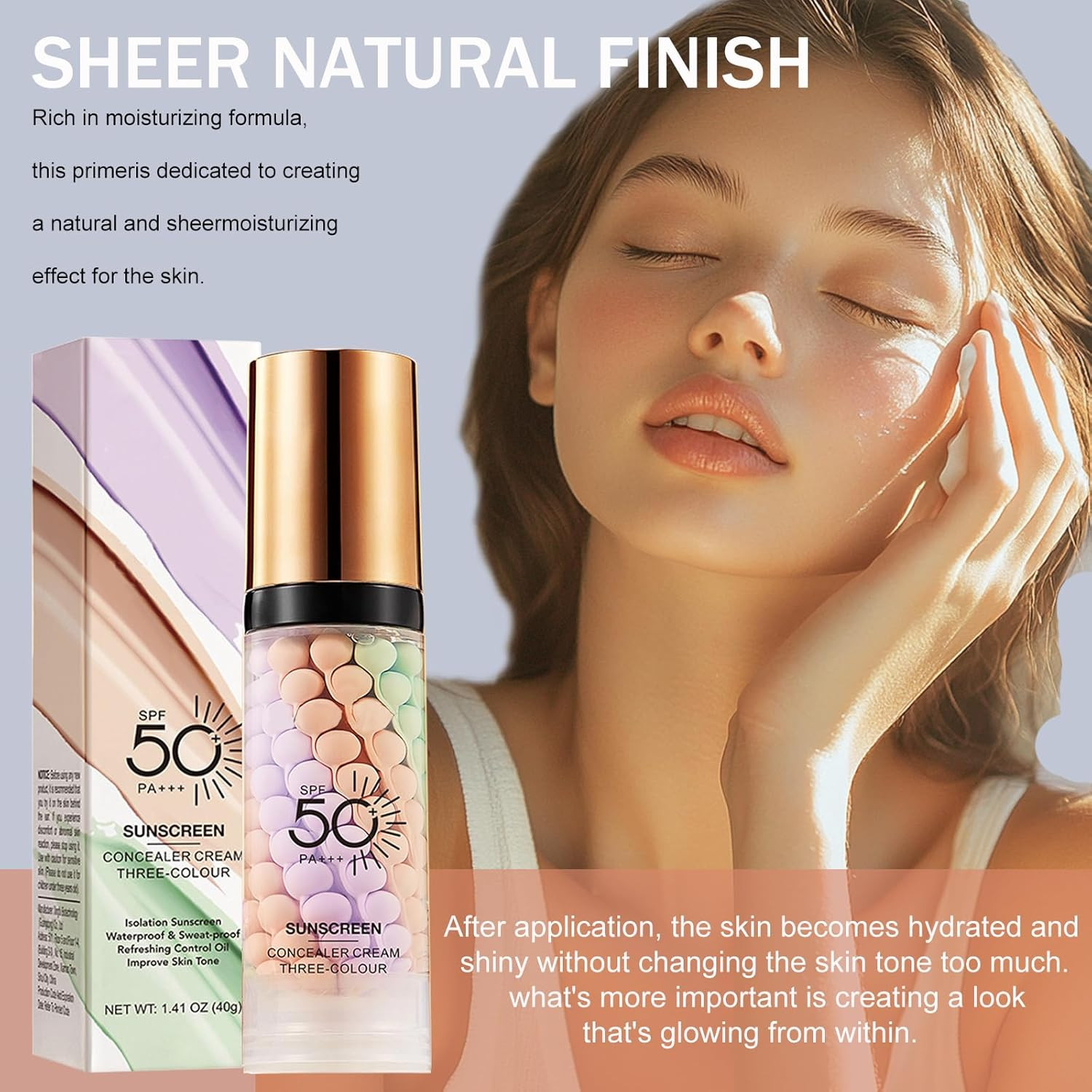 3-in-1 Color Correcting Primer Moisturizing Base Smooths & Evens Skin Tone