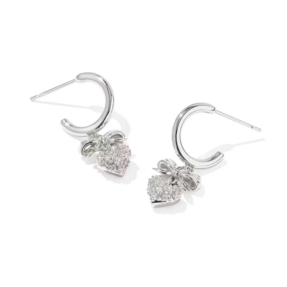 Laimons Orecchini Bambina/Ragazza Con Flamingo Rosa E Glitter Bianco | Argento Sterling 925 Smaltato | Confezione Regalo Con Chiusure In Silicone