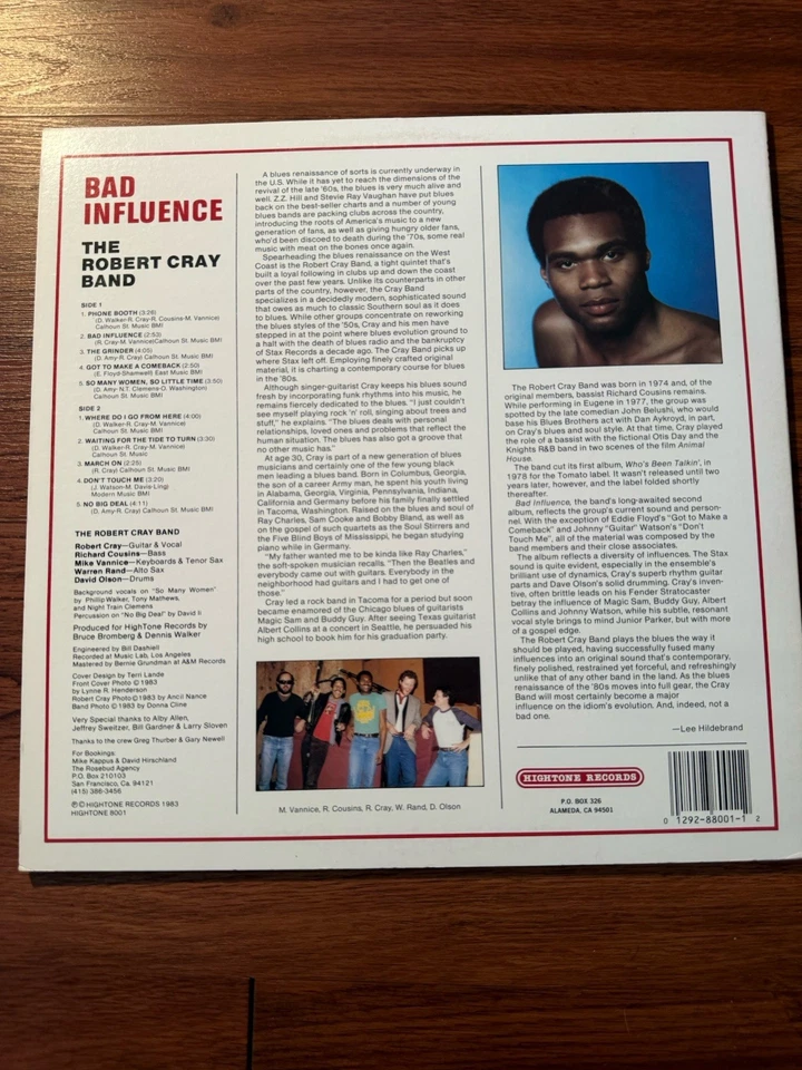 Robert Cray - Bad Influence (1983 Hightone HT 8001 Richard Cousins - Image 2 of 4
