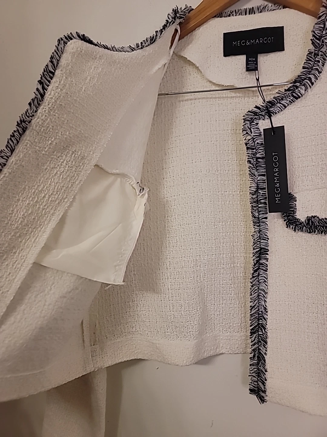 CHANEL Giacca donna Meg & Margot taglia media nera bianca tweed elegante sofisticata