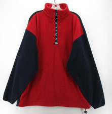 VINTAGE Nautica Sweatshirt Men XL Red Nautech Fleece 1/4 Zip Colorblock Sailing