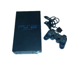 Sony PlayStation 2 Black Console And SHOCK Controller Transparent