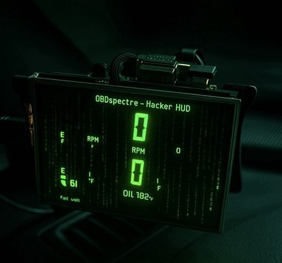 OBDspectre : Hacker-style OBD-II HUD for Raspberry Pi with live car data.