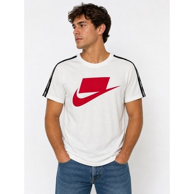 Nike NSW Graphic T-Shirt Men s White Red Swoosh Sleeve Streetwear size men small