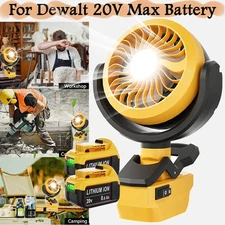 Portable Workshop Desk Fan Jobsite Fan For Dewalt 20V Li-Ion Battery Cordless