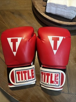 Title Boxing Pro Style Leather Training Gloves 14 OZ- Red/White