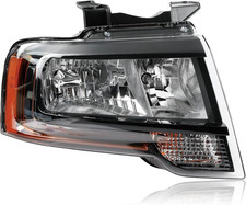 Black Headlights Compatible with 2015-2017 Ford Expedition Smoked Halogen Head
