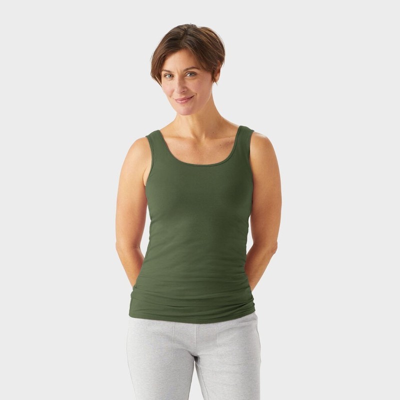Duluth Trading Co. No-Rise Tank Top, Olive Green. Ribbed. Size Sm.