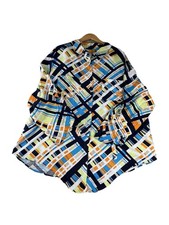 Ruby Rd Shirt Womens 3X Black Green Lightweight Button Up 3/4 Sleeve Tie Front