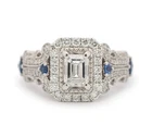 Vintage Art Deco Style Lab Created Diamond Engagement 14K White Gold Finish Ring