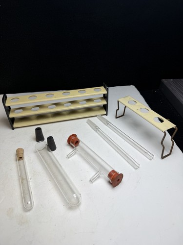 VINTAGE LAB GLASSWARE TEST TUBES DOUBLE ENDED WIERD SHAPES Metal Test Tube Stand