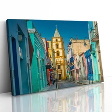Calle Ignacio Agramonte in Camaguey Cuba Canvas Framed Print Picture Wall Art