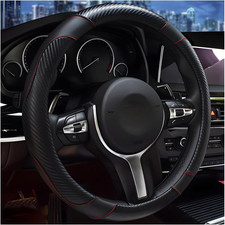 Car Steering Wheel Cover, 15 Inch Carbon Fiber Leather Stitching Color Steering