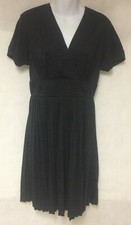 Simply Vera Vera Wang Women's Gray Pleated V-Neck Short Sleeve Dress Size S