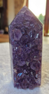 Premium Amethyst Quarz lila Druzy Side Point 38 Kristall Turm 348g