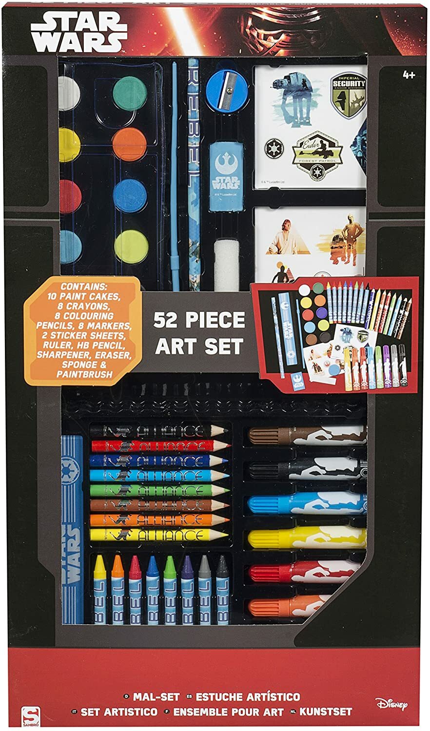 Star Wars Mega Art set Case Force Awakens Movie 52 Pieces Colouring Paints