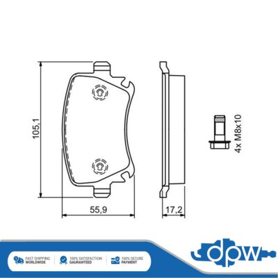 Fits Seat Leon VW Scirocco Eos Audi TT Skoda Octavia Brake Pads Set Rear DPW