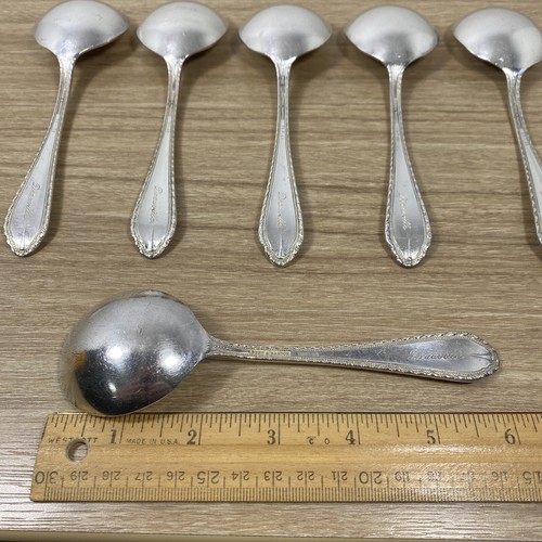 Reed & Barton DEAUVILLE Soup Spoons Silverplate Miami Beach Hotel 1950s Set (6) - Picture 7 of 7