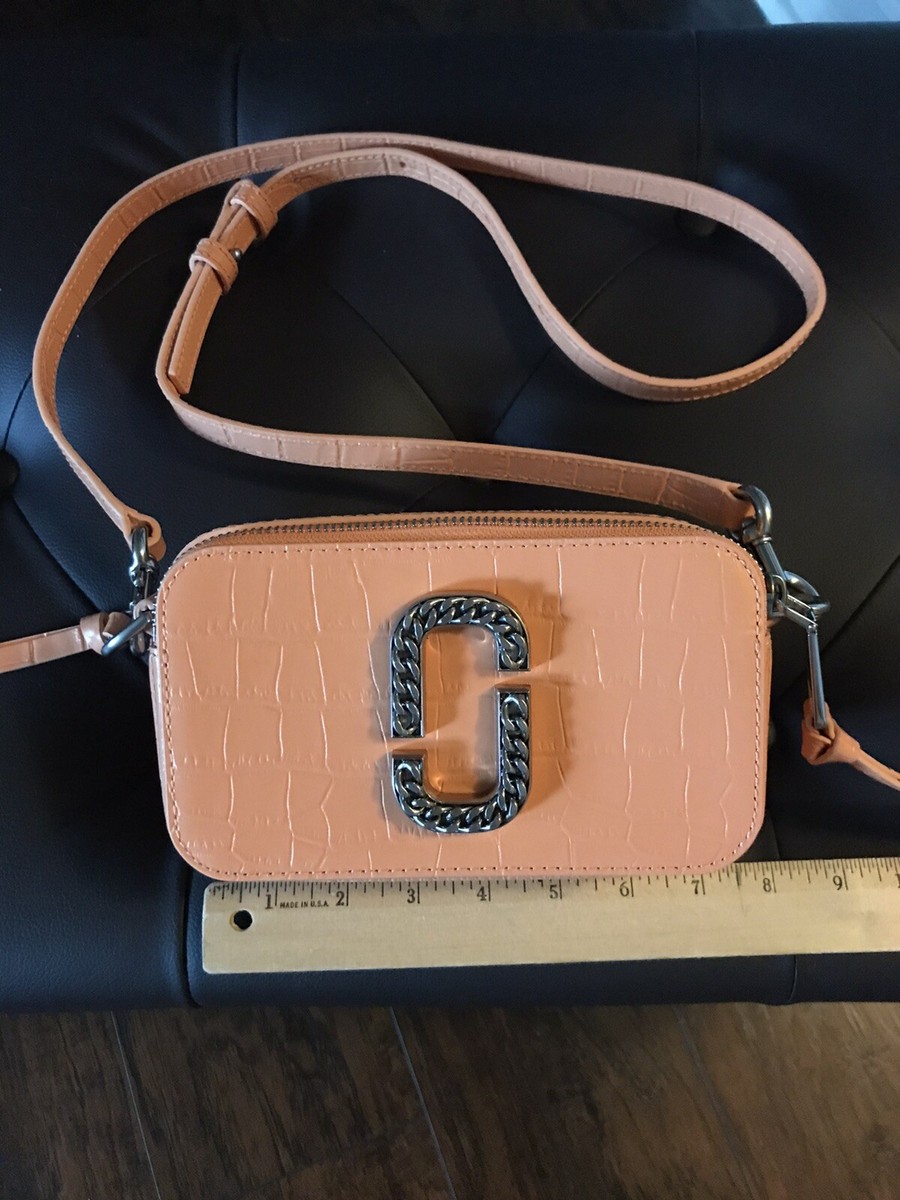 Marc Jacobs Snapshot Chain Accent Croc Embossed Cow Leather
