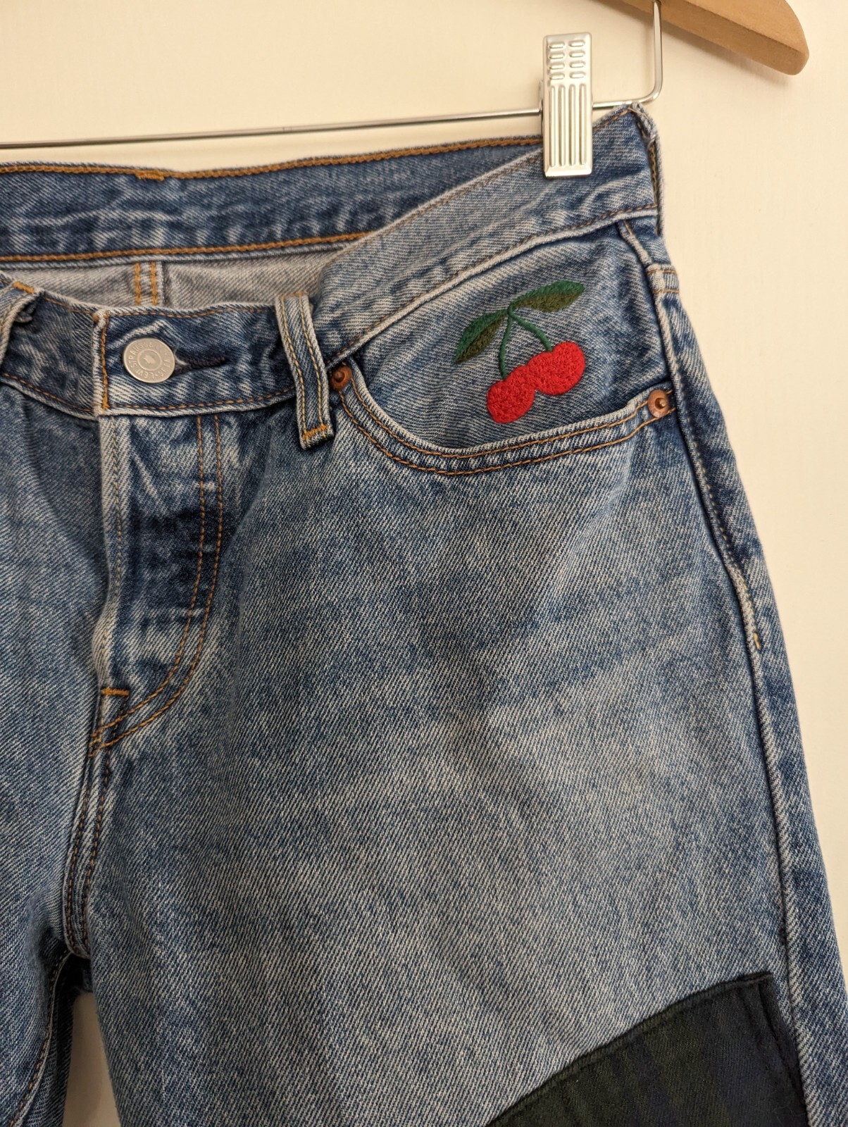 Levi 501 CT customized patchwork button fly jeans… - image 2