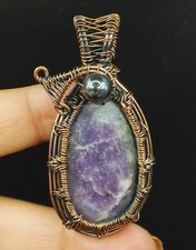 Copper Amethyst Gemstone Copper Wire Wrapped Handmade Jewelry Pendant
