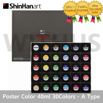 Shinhan Professional Poster Color Paint 30 Colors Set Watercolor 40ml Jar A Type