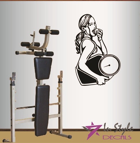 Wall Vinyl Decal Fitness Girl Workout Pilates Sports Home Gym Mural Sticker 1373