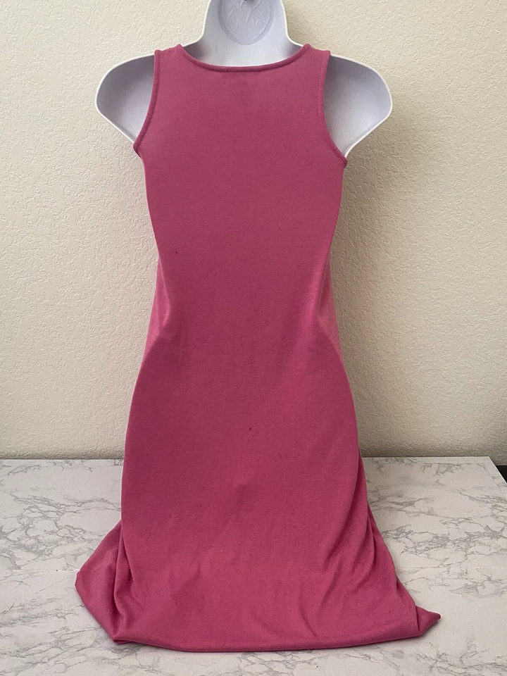 GUESS Girls Graphic T-Shirt Dress S 7-8 Years Pink Sequin Sleeveless Pullover J - Image 3 of 4