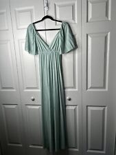 ASOS Design Green Pleated Twist Back Cap Sleeve Maxi Dress Women's Size 4