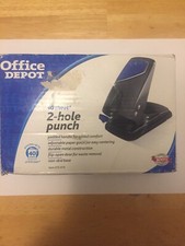 Office Depot 2 Hole Punch, 40 Sheet Capacity, Paper Guide,Padded Handle,Non-skid